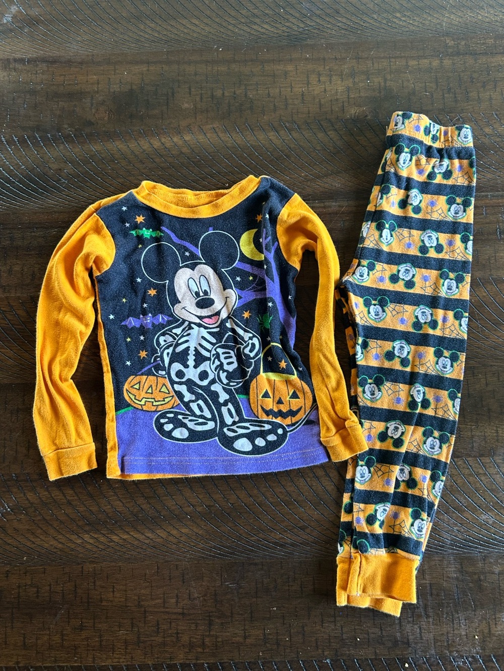 Disney Orange & Black Halloween Mickey Pajama Set